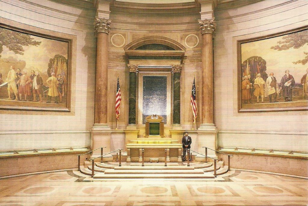 Declaration of Independence in the rotunda of the National Archives