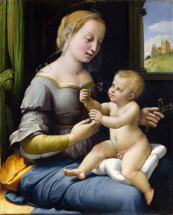Raphael, Madonna of the Pinks, 1506-07 -- another famous Raphael painting at the National Gallery