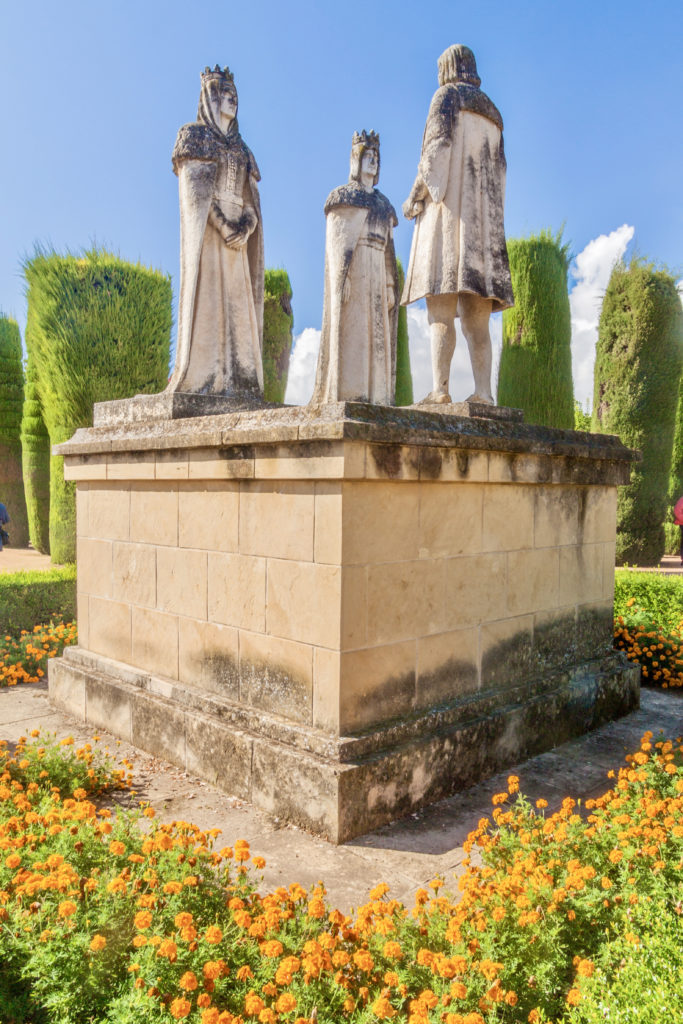 statue of the Christian kings Ferdinand and Isabella and Christopher Columbus 