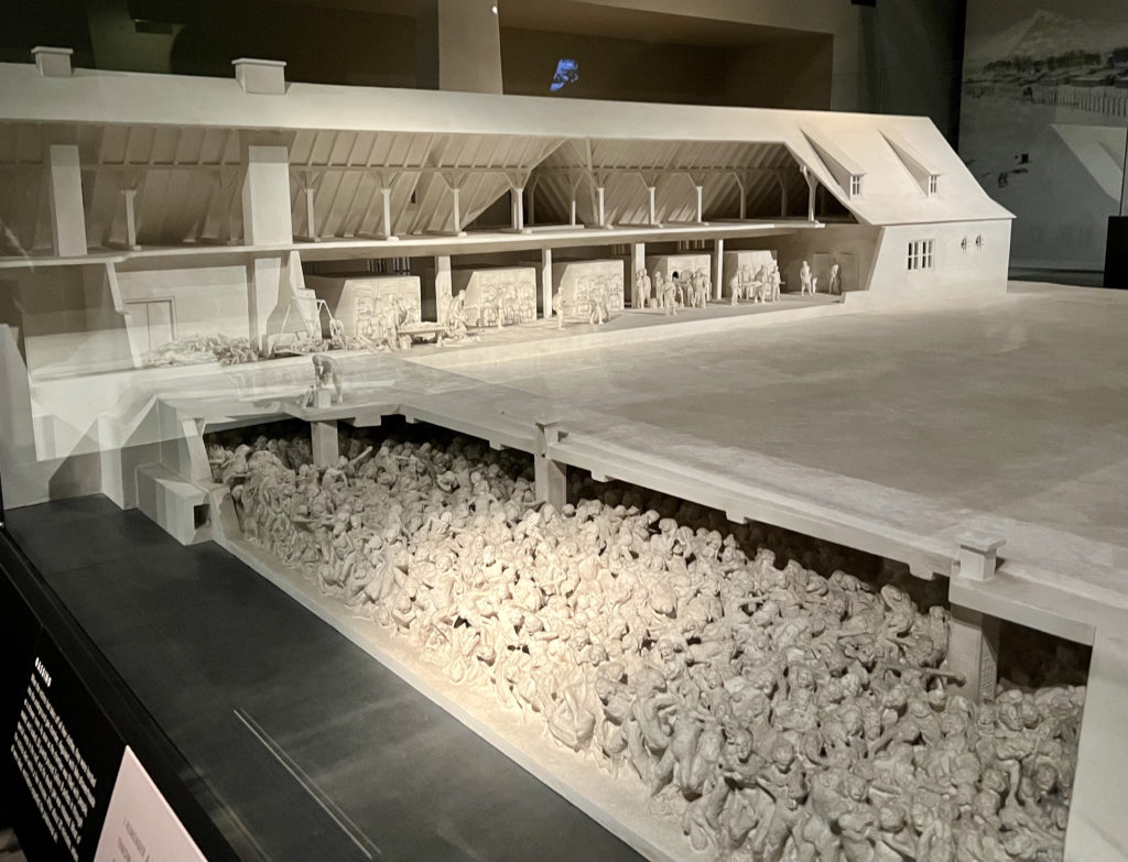 scale model of the crematorium at Auschwitz