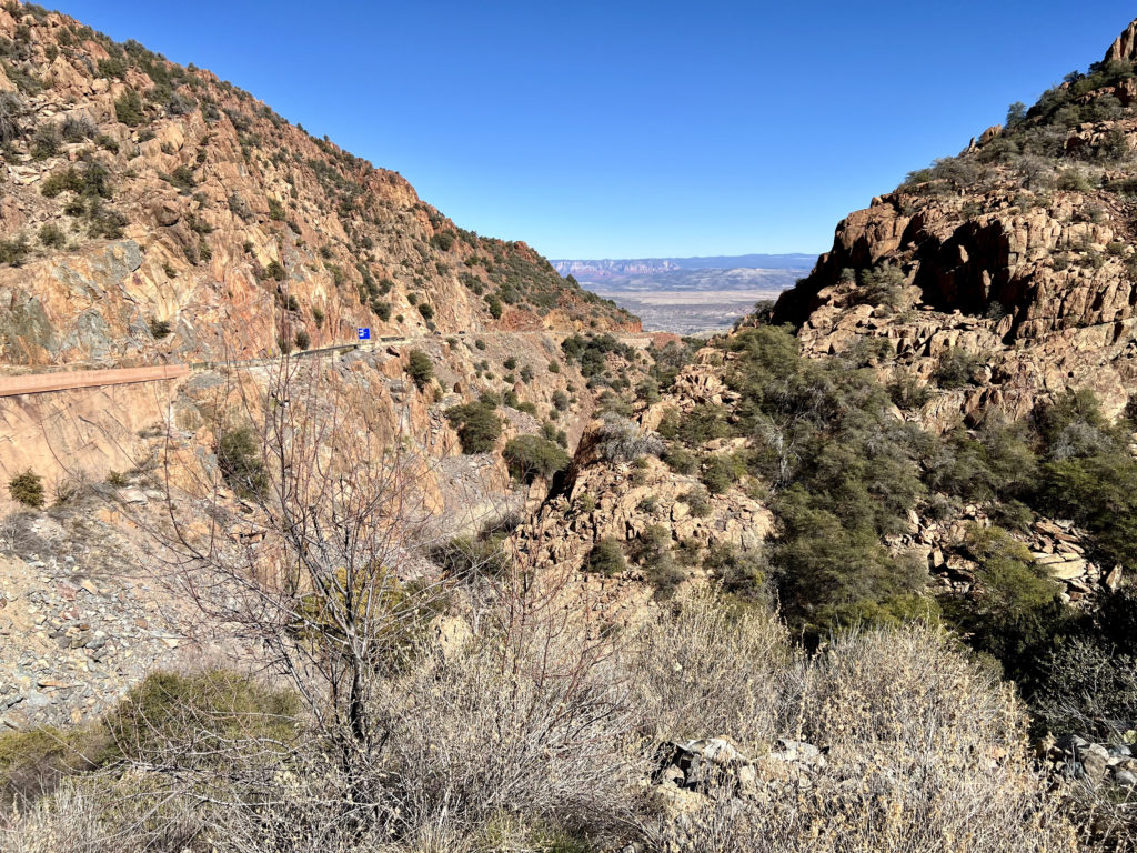 winding mountain road leading to Jerome