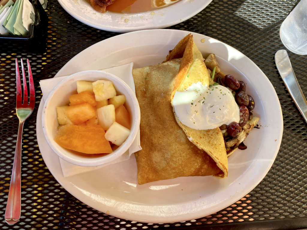 the "Homer" crepe at Foolish Craigs, a great breakfast and lunch restaurant in Boulder