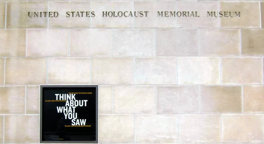 wall of the Holocaust Memorial Museum in Washington D.C
