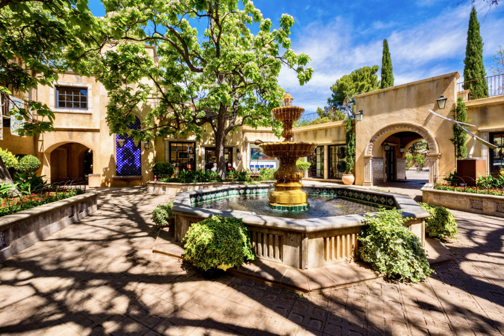 Tlaquepaque Arts and Crafts Village, with vintage adobe style architecture