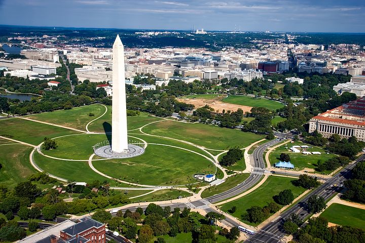 aerial view of the Washington Monument