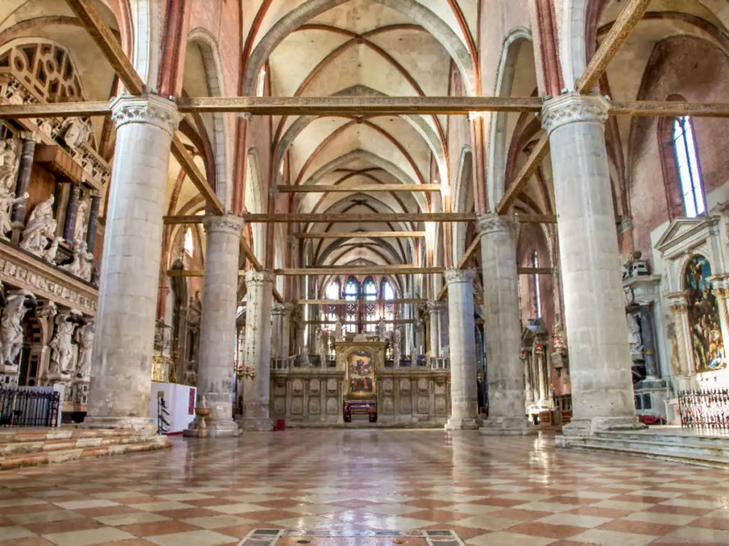 nave of the Frari with the rood screen at the back