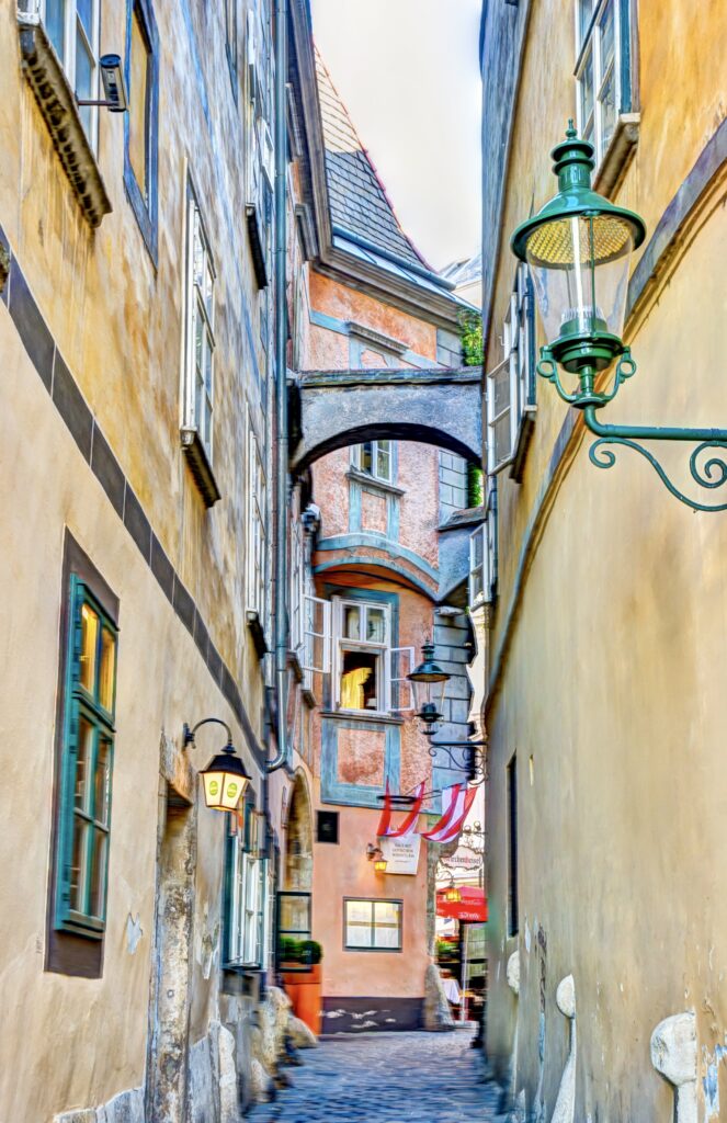 the Griechengasse, a narrow alley in the old town