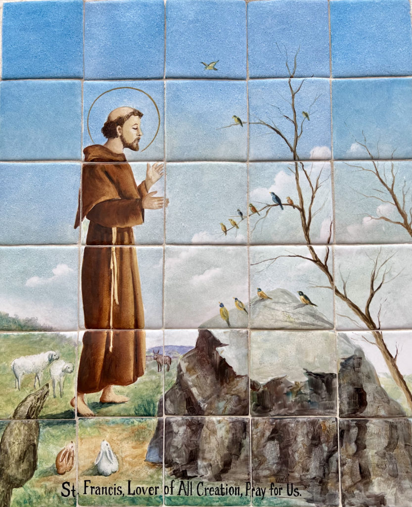 tile mural of St. Francis