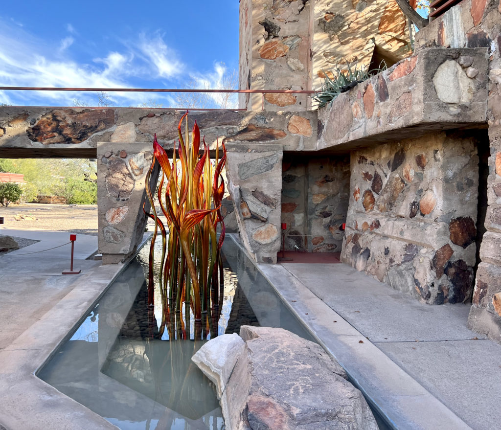 Chihuly, Fire Amber Herons, 2021 -- at the Tower Pool
