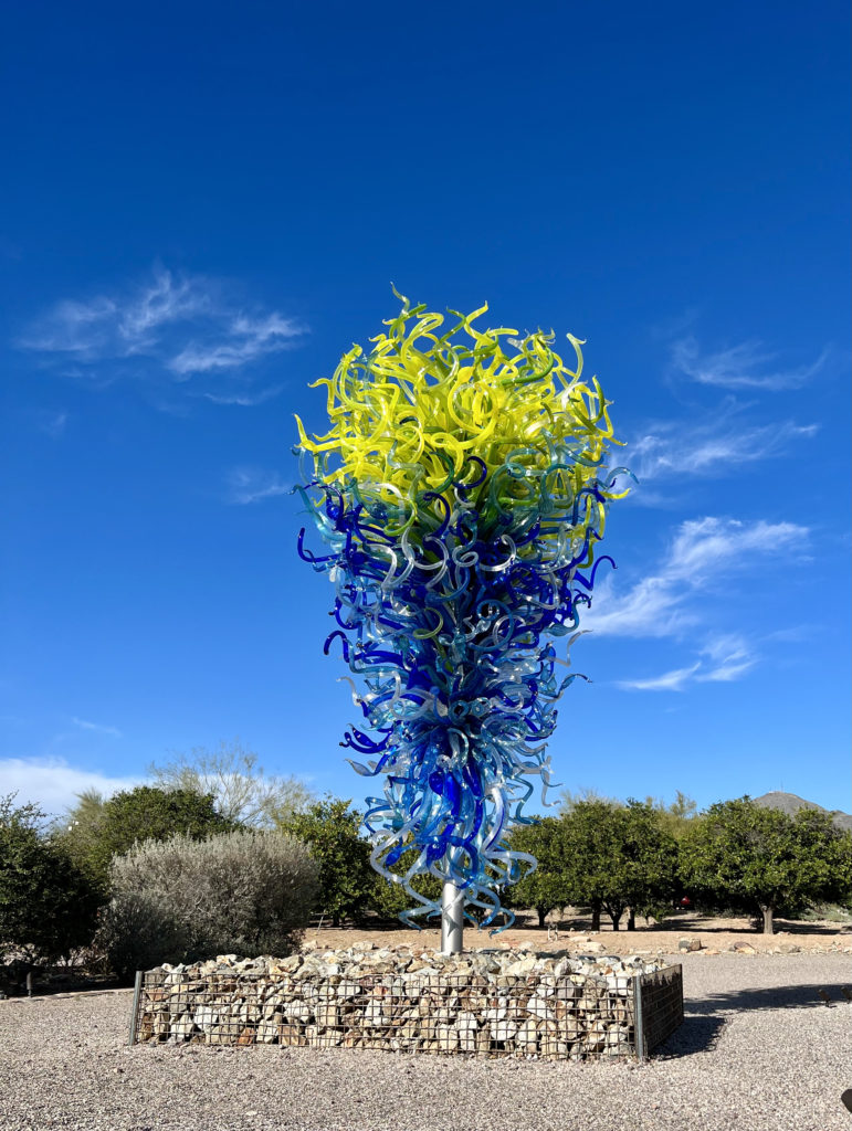 a Dale Chihuly "tower" at Taliesen West