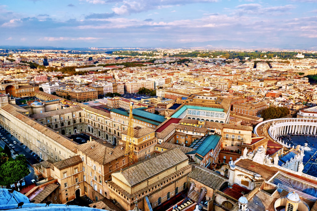 panoramic view of the Vatican museums from the dome of St. Peter's