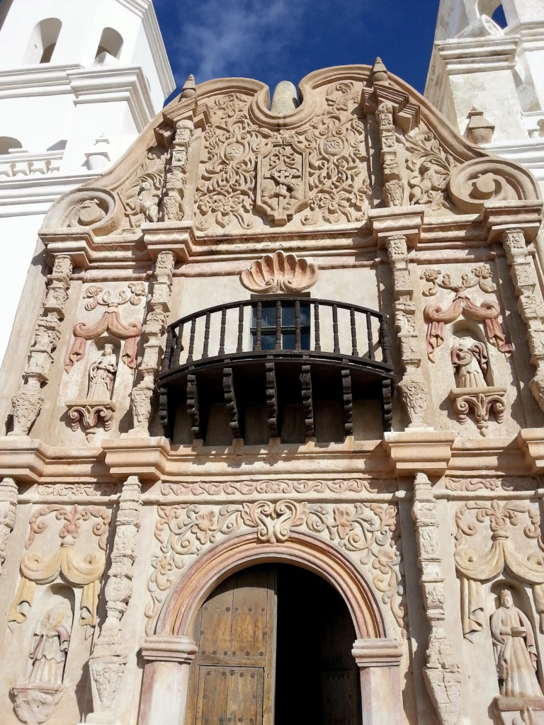 he magnificent stone portal ,on of the most unique features of San Xavier del Bac