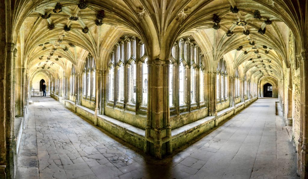cloisters at Lacock Abbey, a Harry Potter filming location