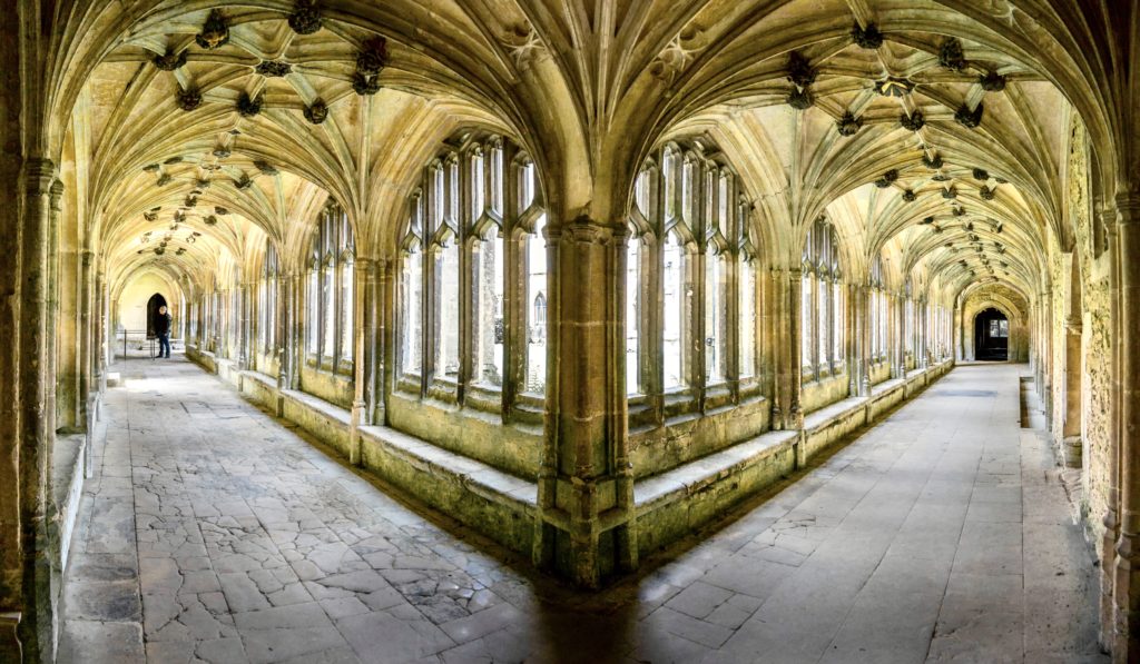 the cloisters of Lacock Abbey