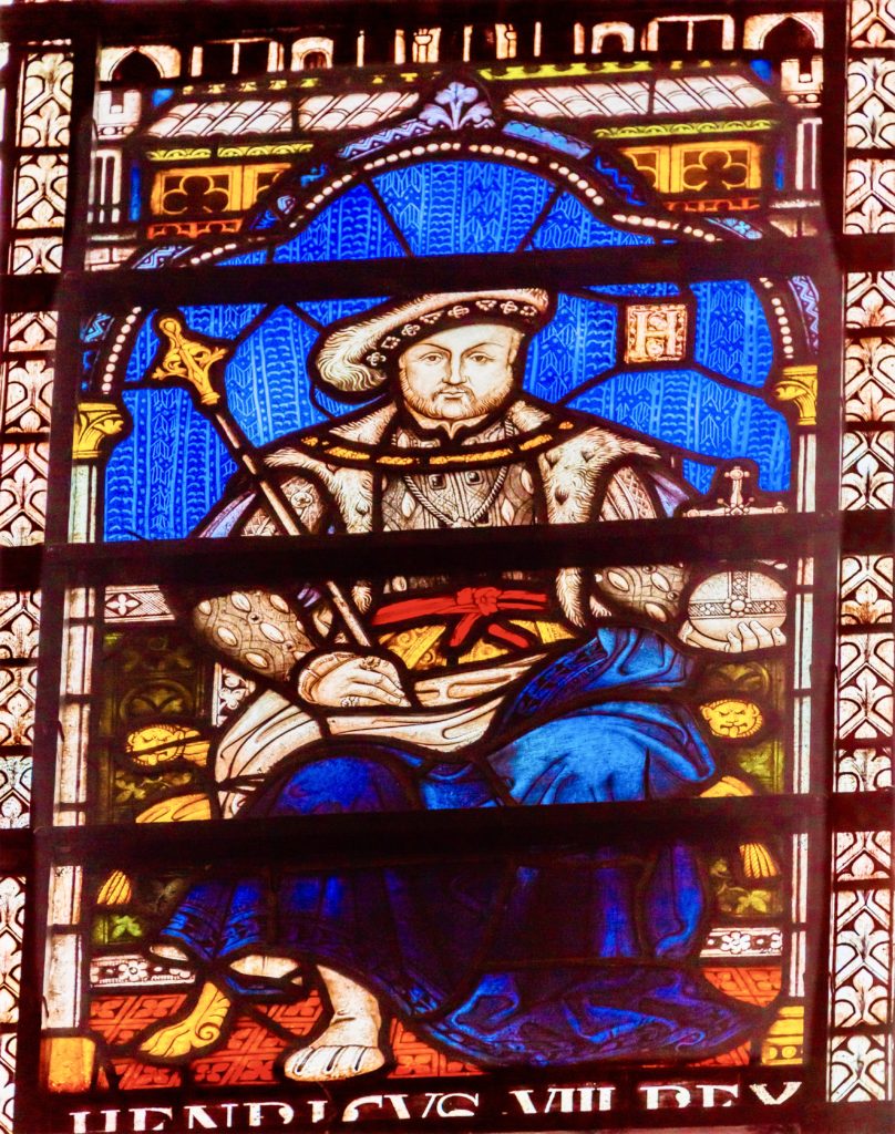 King Henry VIII stained glass  in the 13th century Chapter House