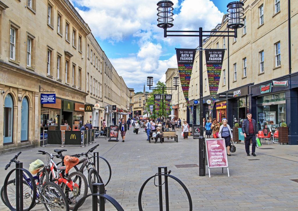 Southgate Street, a pedestrian shopping street in the city center 