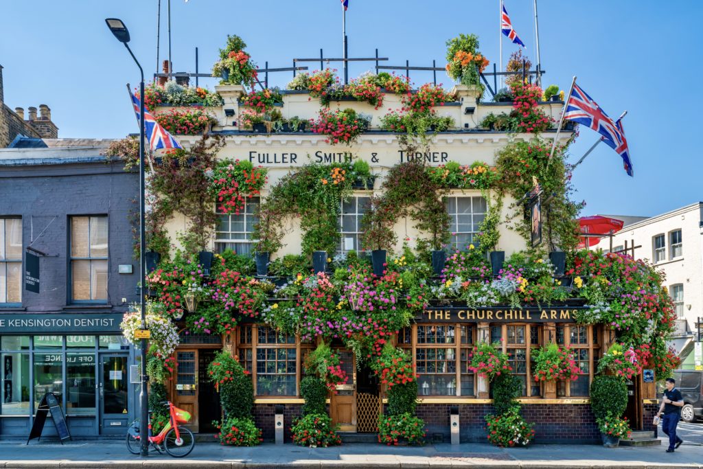 The Churchill Arms, one of London's most colorful pubs