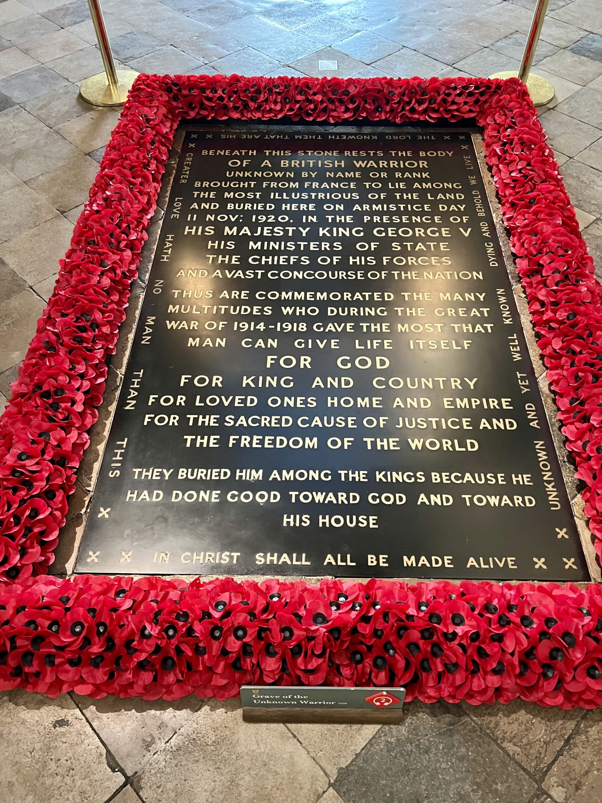 Tomb of the Unknown Soldier, a top attraction in Westminster Abbey
