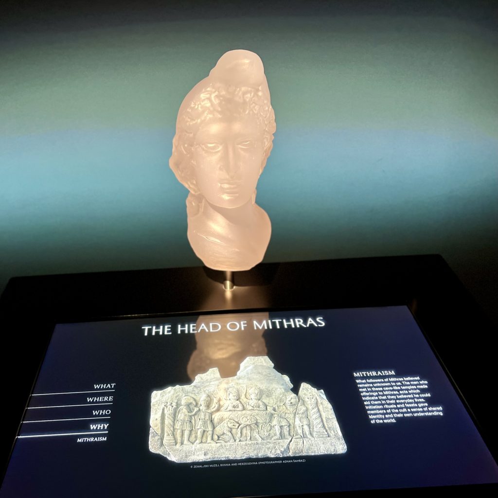 resin head of Mithras in the Interpretive Room