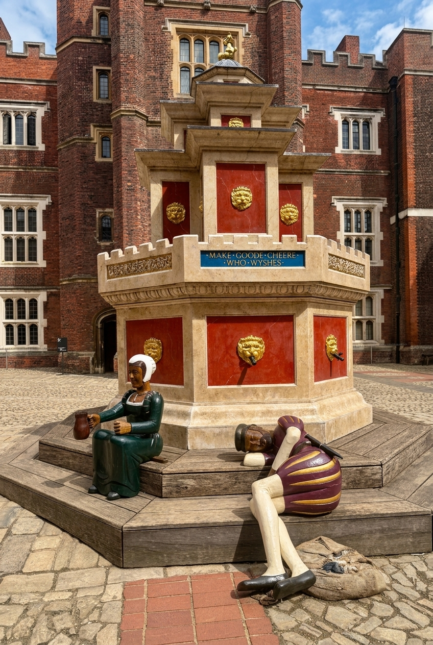 wine fountain in the main courtyard
