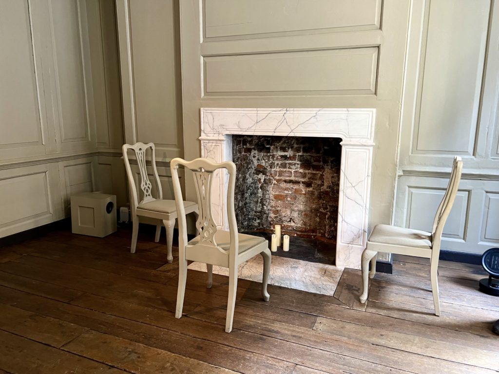 fireplace in the parlor