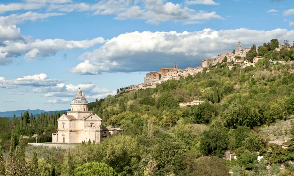 skyline of Montepulciano with San Biagio Church
