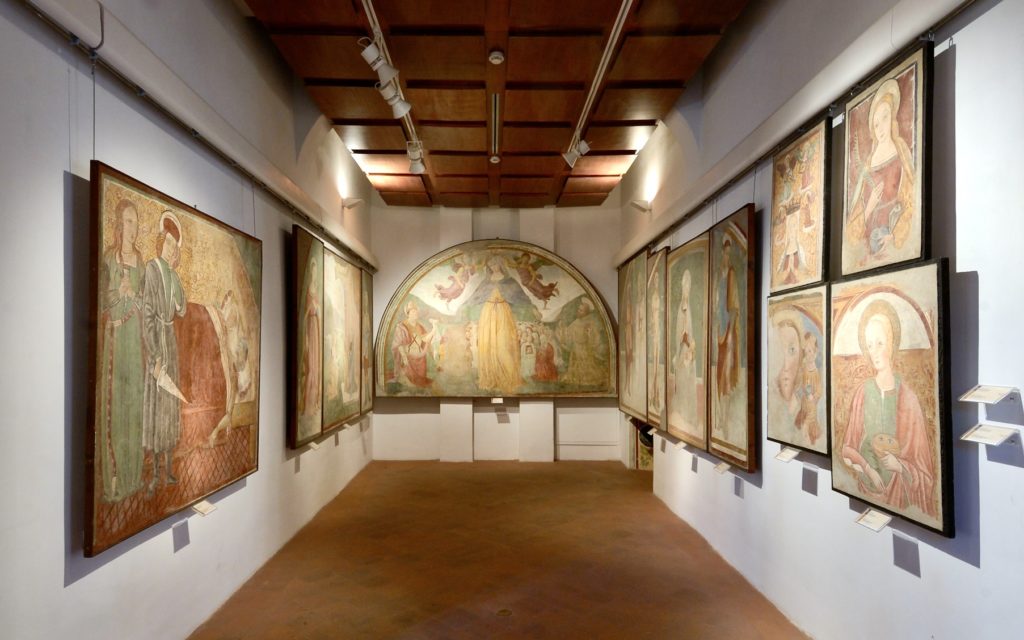 detached frescos in the Pinacoteca