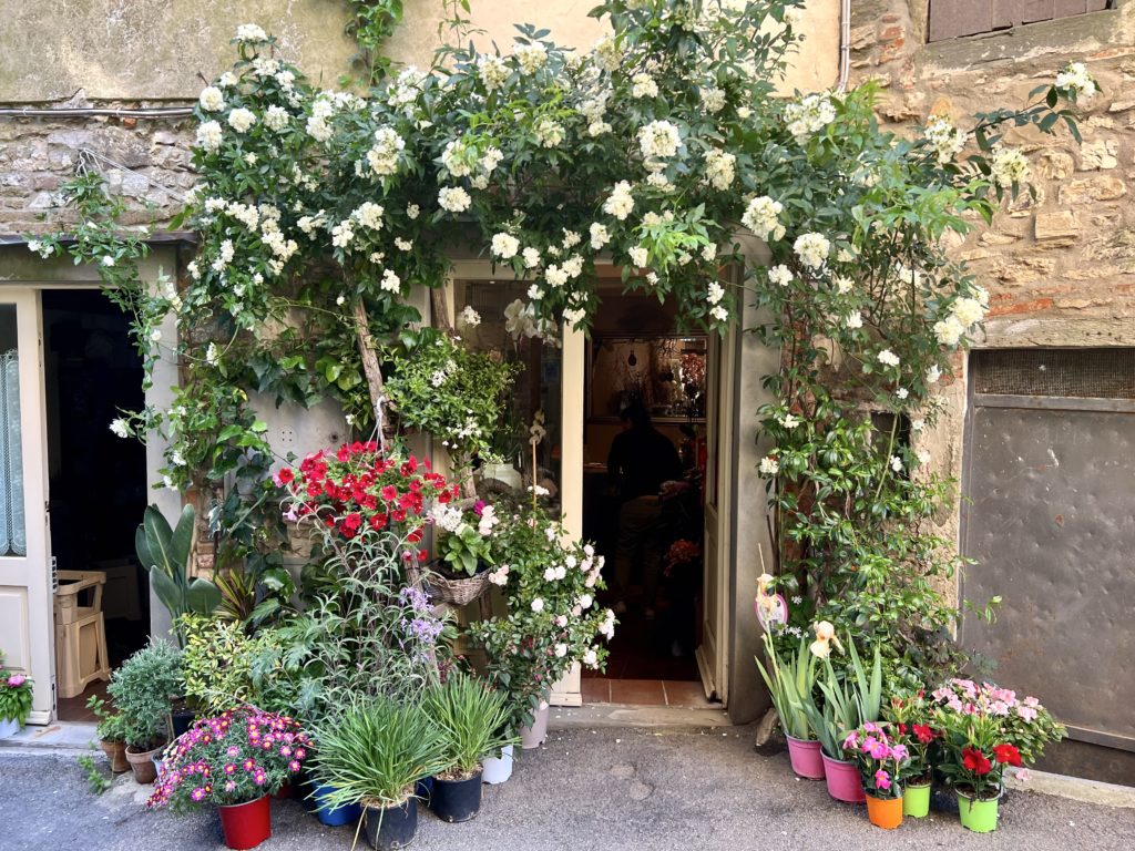 shop covered with flowers in Radda