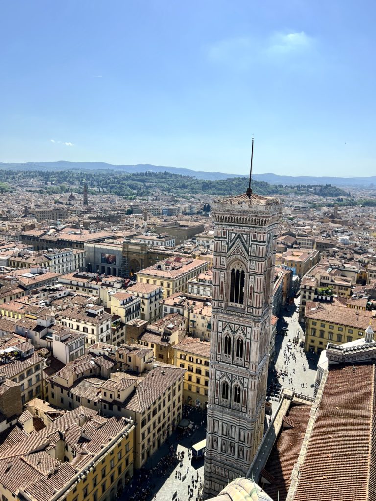 view of the Giotto bell tower from Brunelleschi's dome