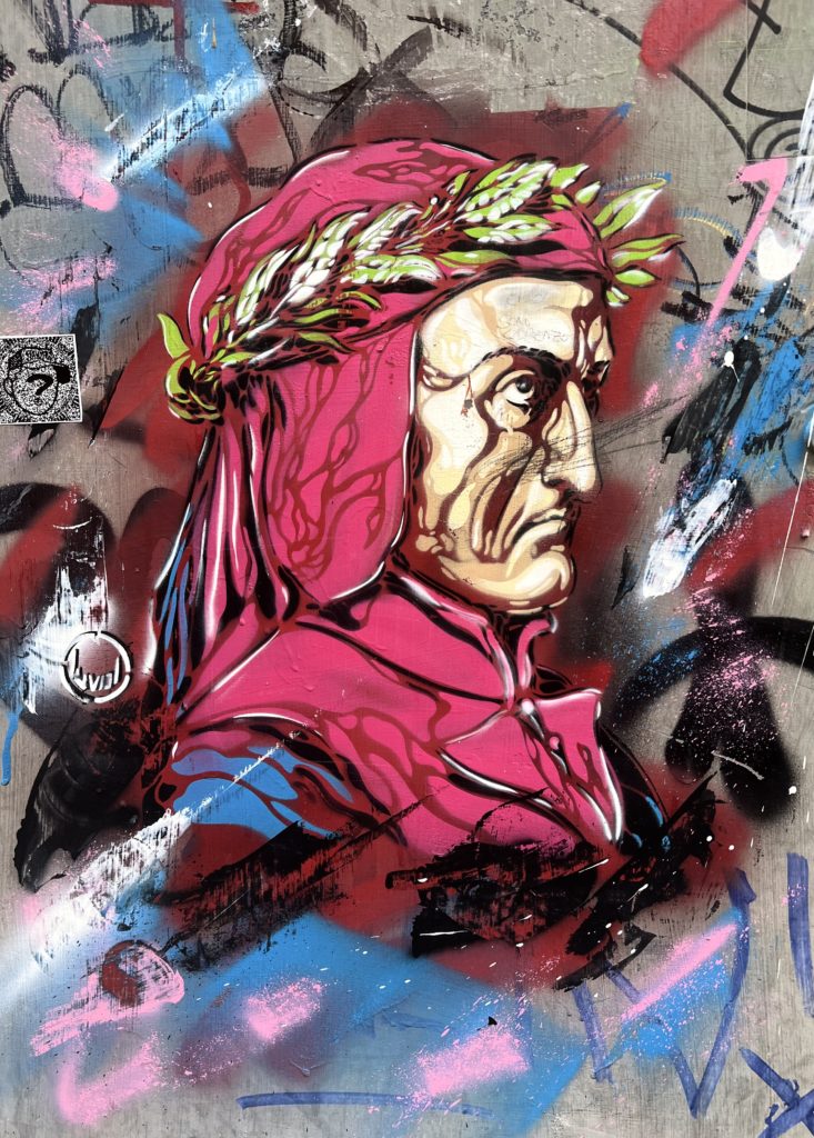 street art mural of the poet Dante