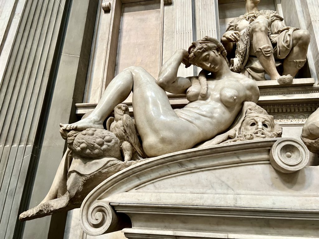 Michelangelo's sculpture of Night in the New Sacristy