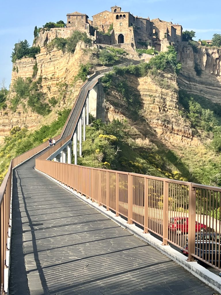 cityscape and pedestrian bridge of Civita di bagnoregio