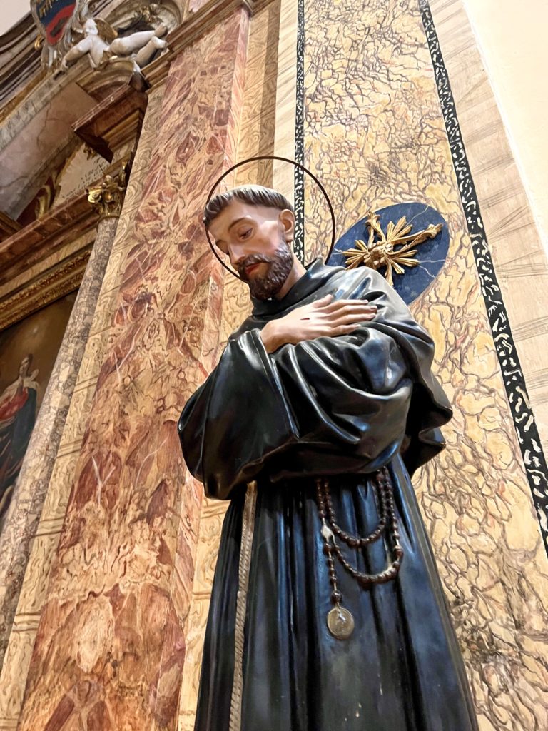 statue of St. Francis in the basilica