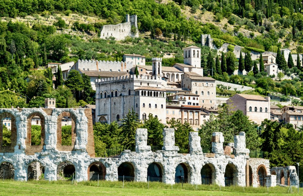 view of Gubbio and its Roman Theater