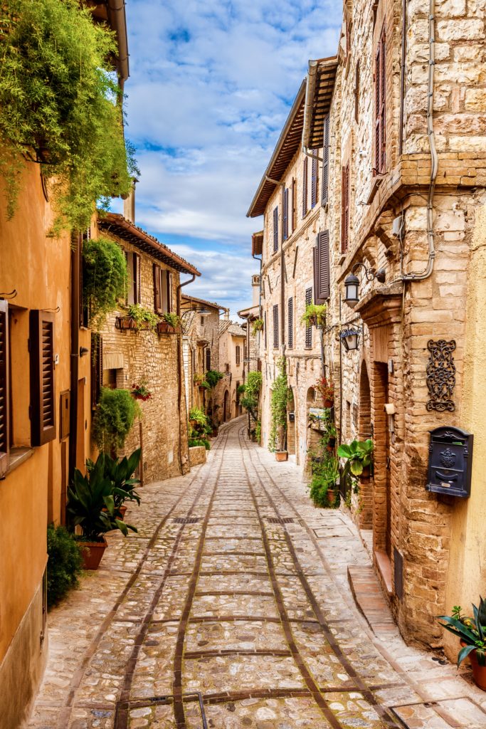 the charming historic center of Spello in Umbria