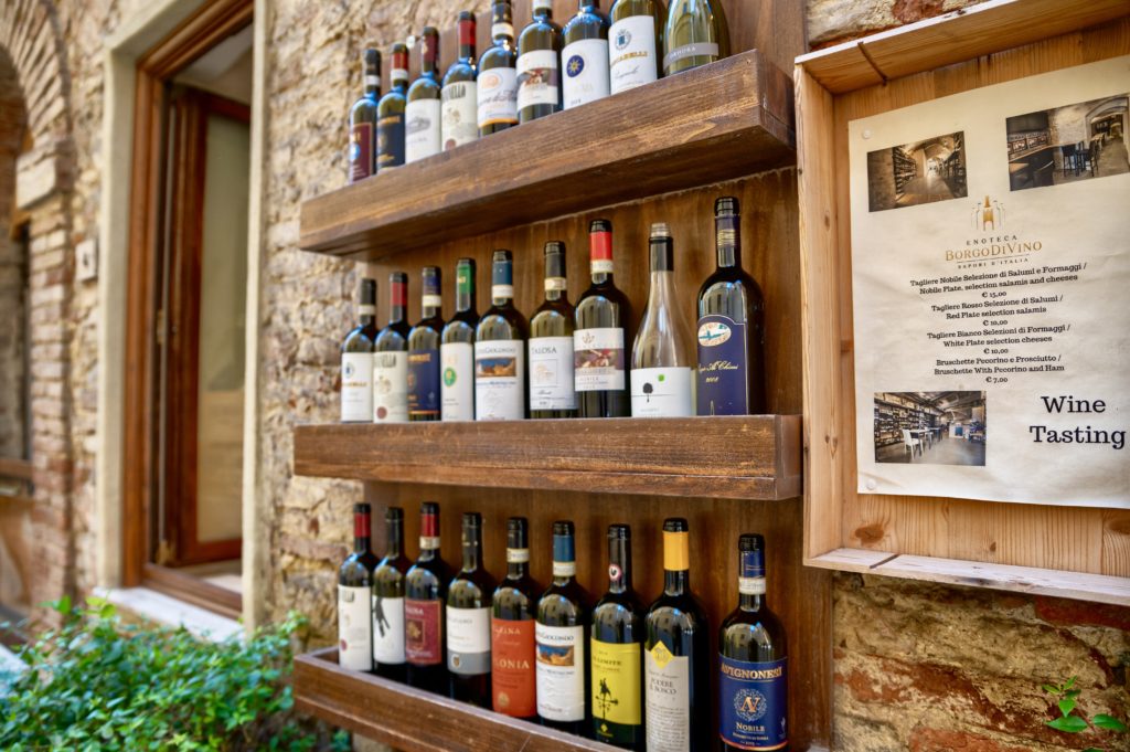 wine shop with tastings, one of the best things to do in Montepulciano