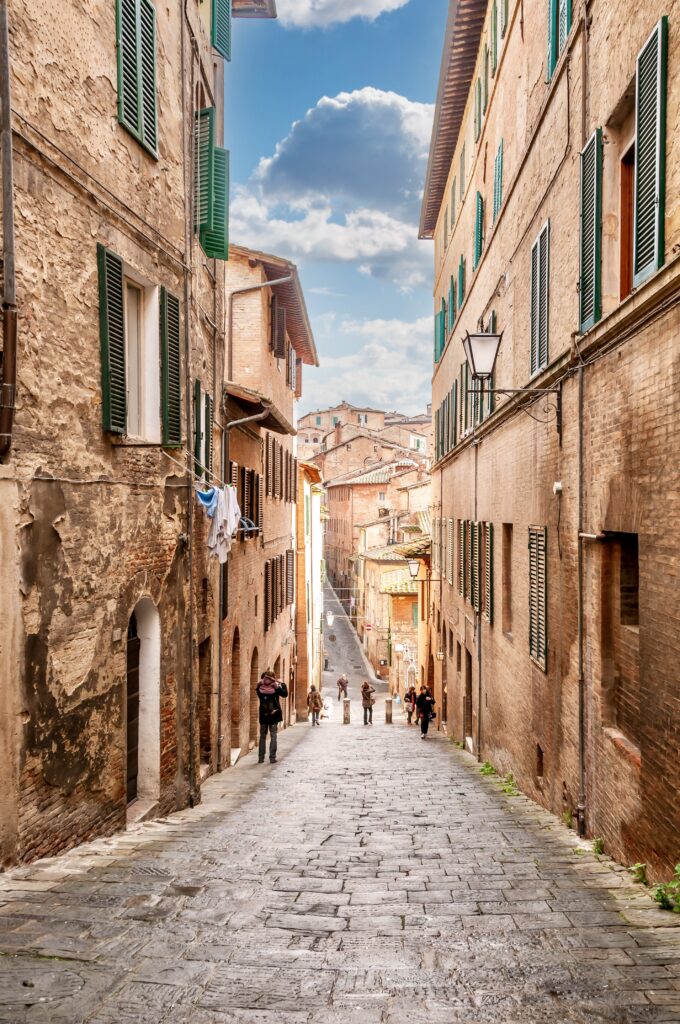 cobbled street in Siena