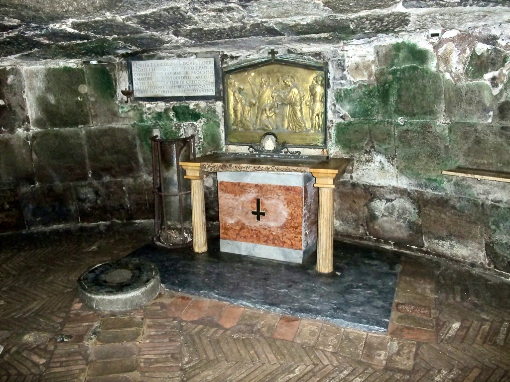 altar in the lower level of the prison