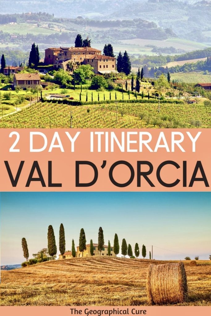 Pinterest pin for spending 2 days in the Val d'Orcia
