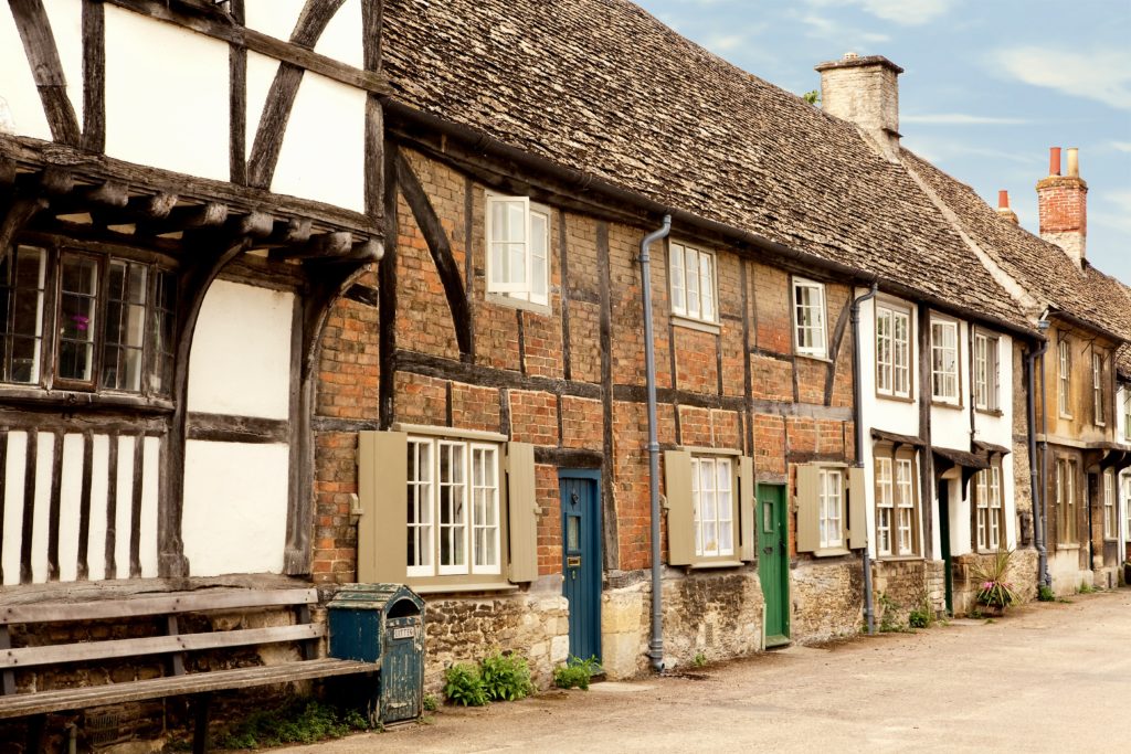 medieval cottages in Lacock, a great day trip from London for those who love a medieval village