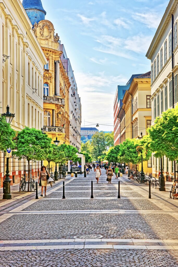 cobbled street in Budapest