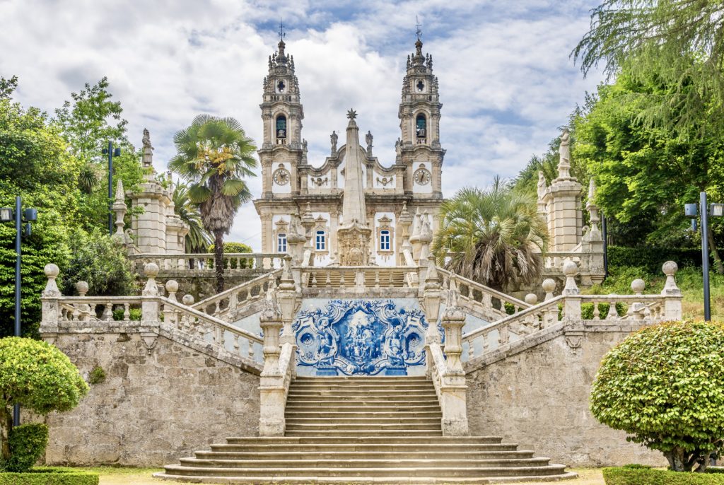 azulejo decorated stairway to the Sanctuary of Our Lady of Remedios in Lamego 