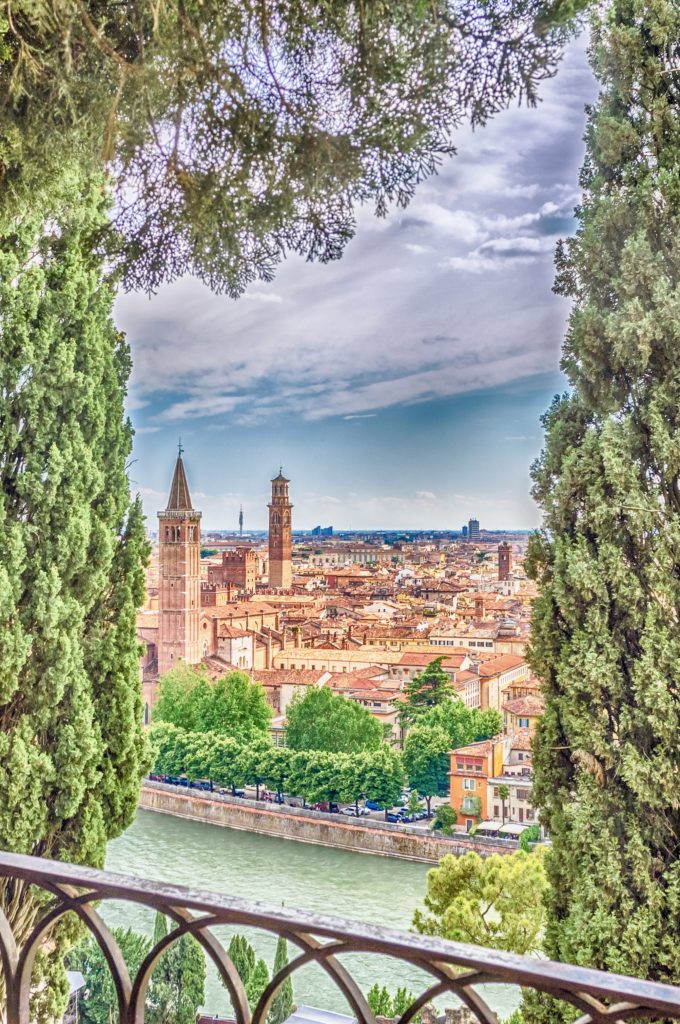 view of central Verona from San Pietro