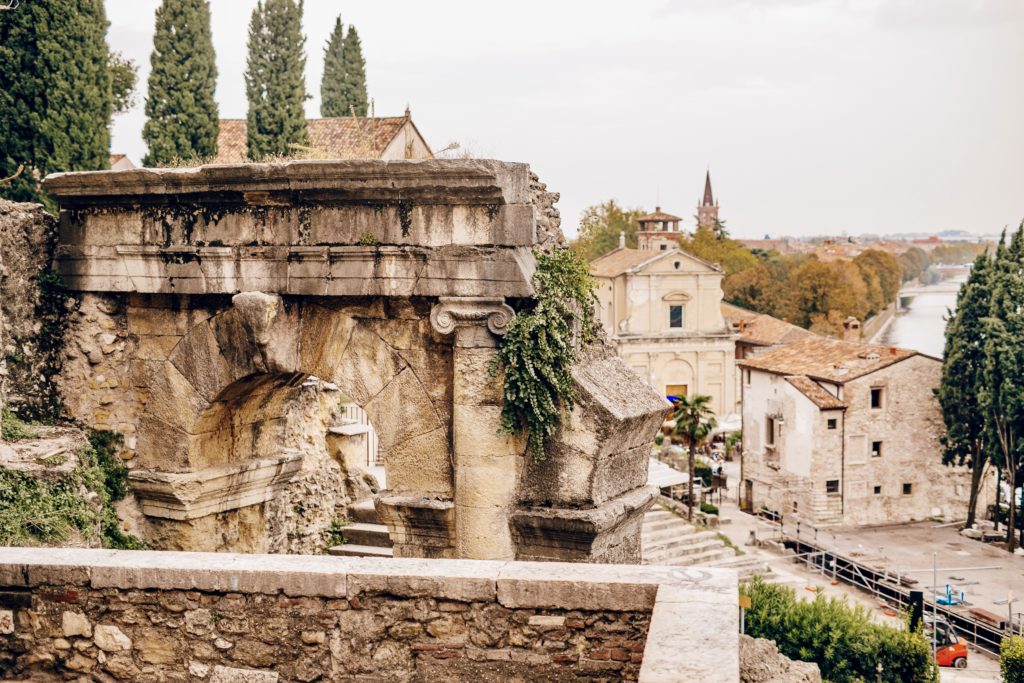 ruins and buildings in Castle San Pietro