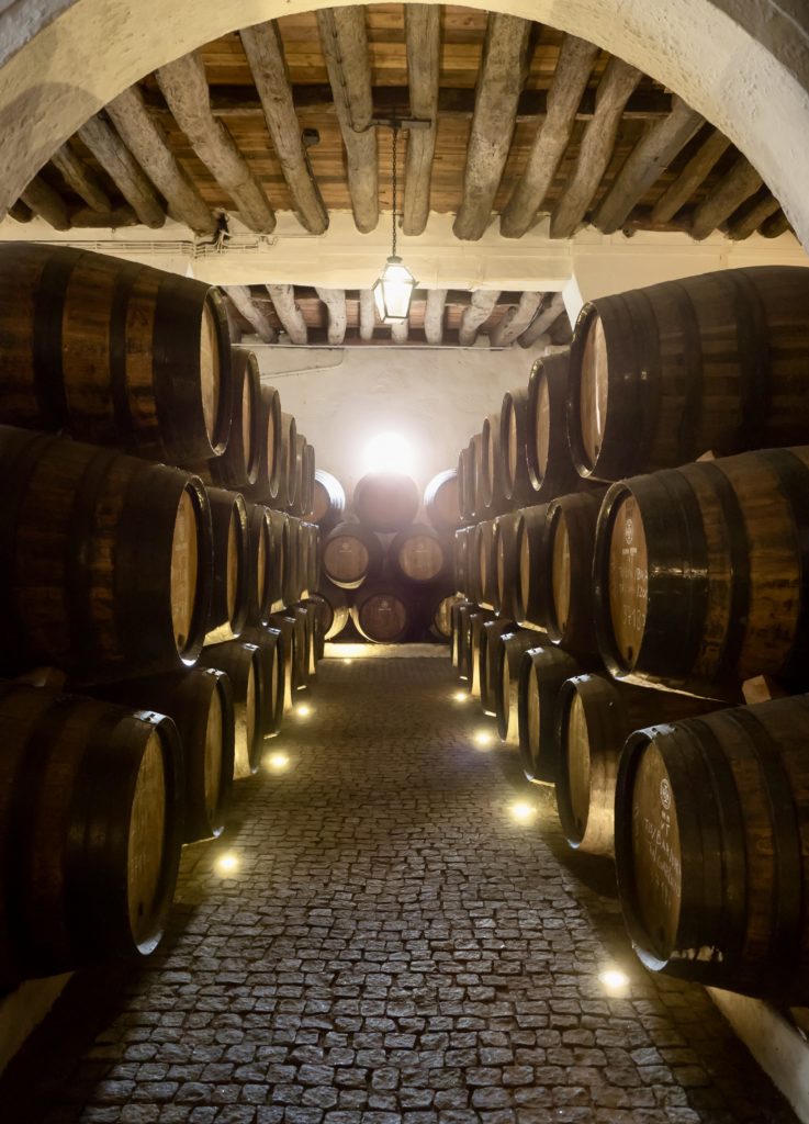 wine barrels in a port cellar in Gaia