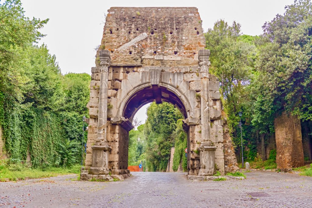 the Arch of Drusus behind the Porta San Sebastiano