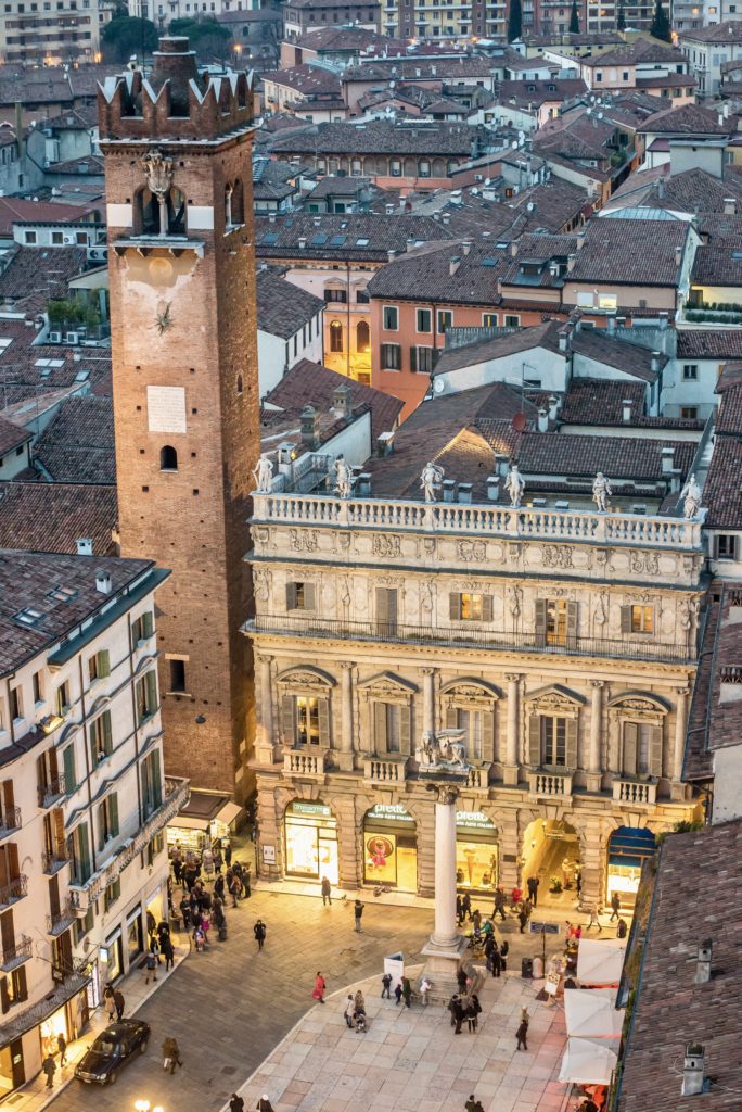 view of Palazzo Maffei in Piazza delle Erbe