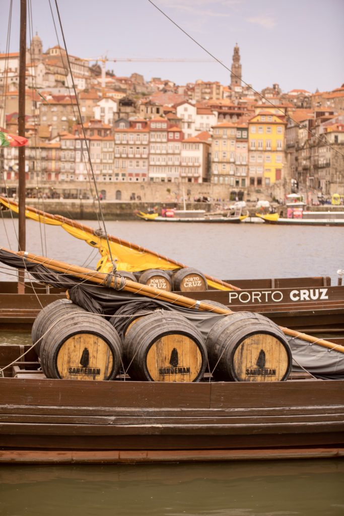 port wine boats on the waterfront with Ribeira in background