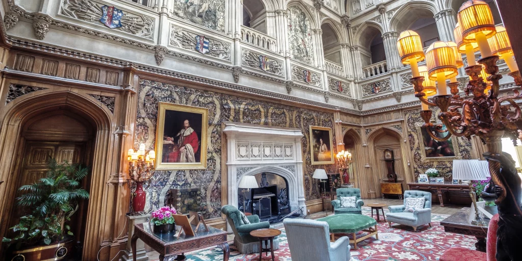 the Gothic-style saloon. Courtesy of Highclere Castle