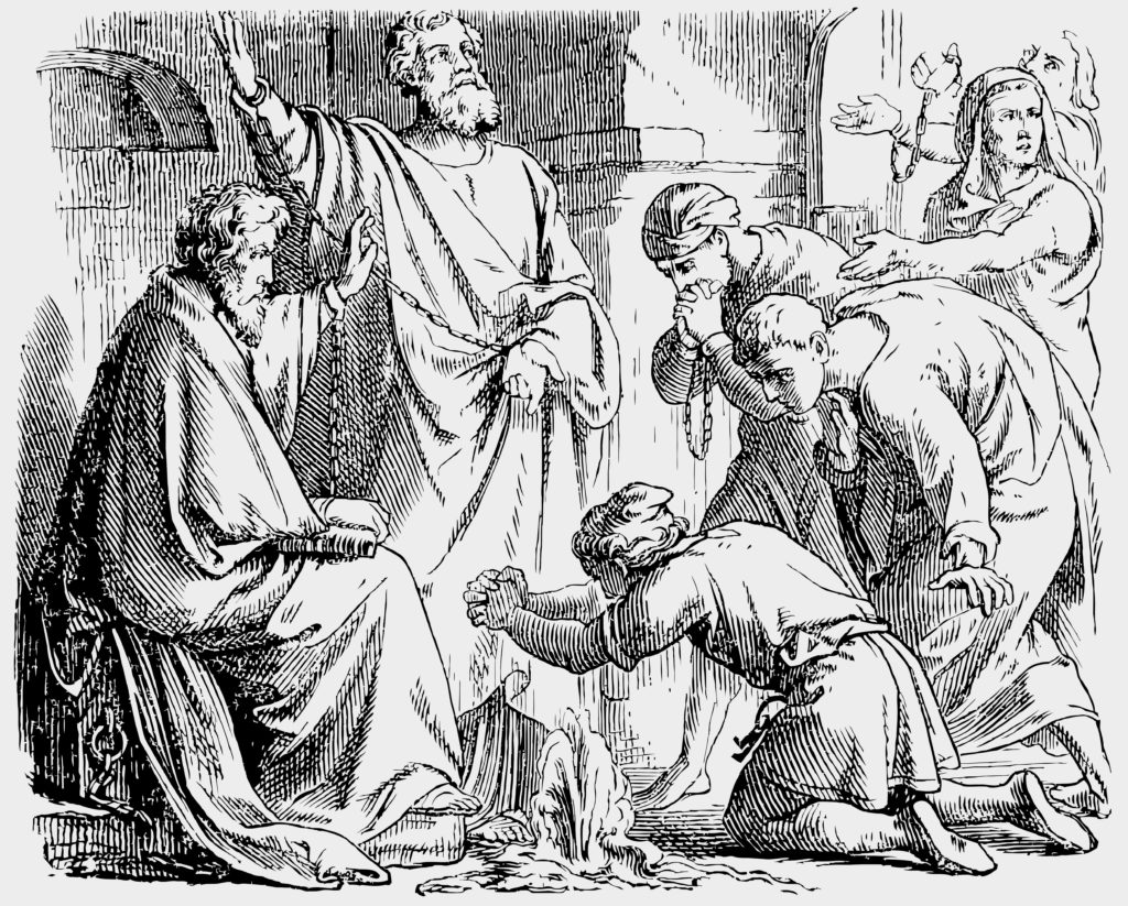 engraving of St. Peter and St. Paul in Mamertine Prison